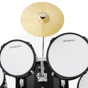 Gammon Percussion 5pc Junior Drum Set - Beginner Kit with Stool & Stands - Black