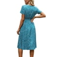thumbnail image 4 of Txlixc Vestido de Verano para Mujer, Estampado Floral Cuello en V Manga Corta Falda Casual de Cintura Delgada para Damas, 9 Colores Txlixc  Estilo de ocio, 4 of 7