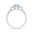 thumbnail image 2 of ANGARA Natural Classic Prong Set Round Aquamarine and Diamond Three Stone Ring in 14K White Gold for Women (Size-5mm) | March Birthstone, Anniversary, Jewelry Gift for Women | Natural Aquamarine Ring, 2 of 9