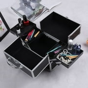Hot Sale Multifunctional Cosmetic Makeup Box Case Organizer Toiletry Bag Container(Black)