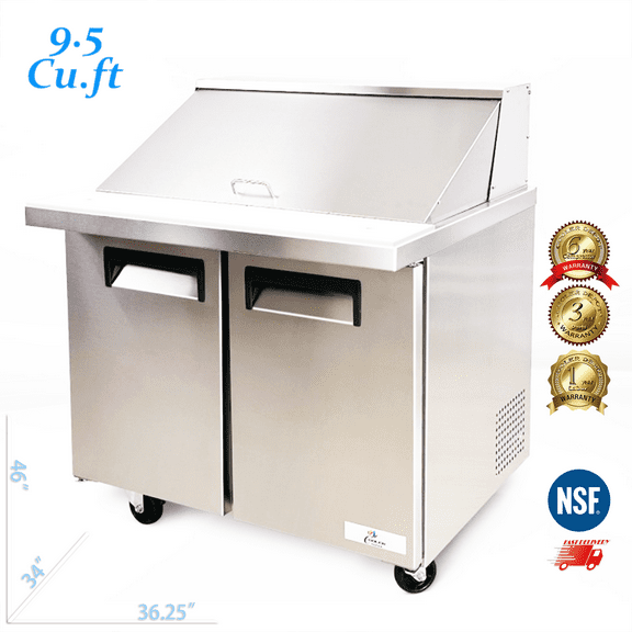 Cooler Depot 36" Wide,  9.5 cu ft, Refrigerated Sandwich Prep Table, NSF Certified.