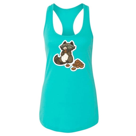 Raccoon With Cookies Racerback Tank Women -Image by Shutterstock, Female x-Large