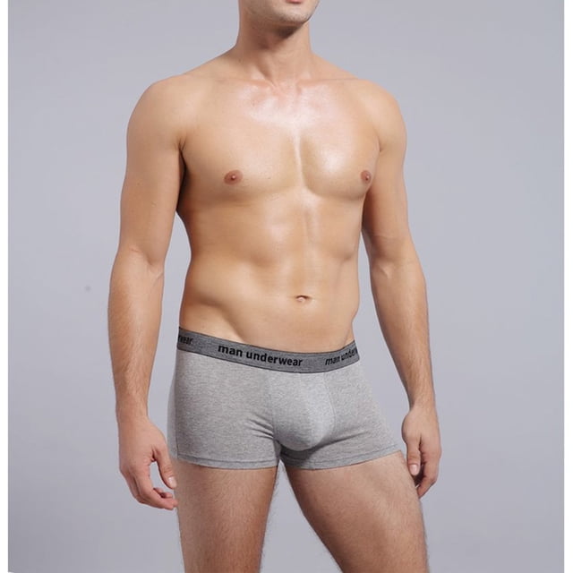 Boxers, ManUnderwear Men Middle Waist Solid Color Letters Comfortable Breathable Boxers Underwear