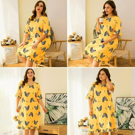 

Pretty Comy Women s Plus Size Fashion Print Short Sleeve Sleepwear Nightgown
