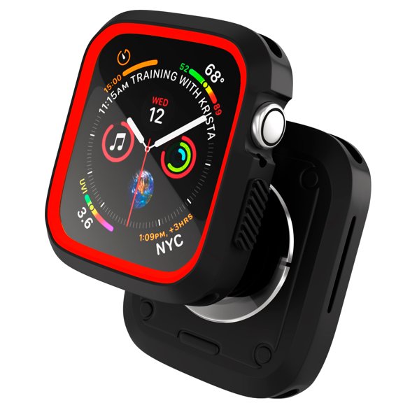 Case for Apple Watch Series 3 2 1 38mm Shockproof Protective Heavy Duty Bumper Cover Case - Impact Resistant - Shock Absorbent iWatch Case for Women, Men, Kids, Black, Red