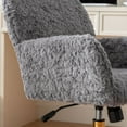 thumbnail image 6 of PAPROOS Office Chair, Velvet Upholstered Tufted Button Home Office Chair with Golden Metal Base, Adjustable Height, Swivel Ergonomic Task Chair, Luxury Desk Chair Computer Chair, Gray, 6 of 10