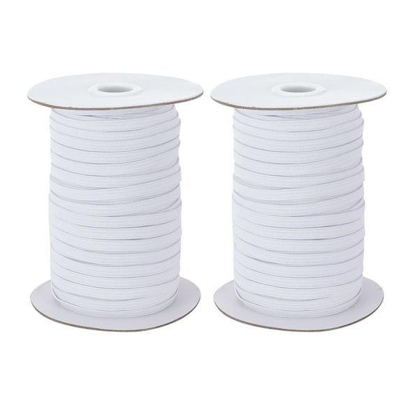 2 Pack 70 Yards Elastic Bands for Face Mask, Braided Stretch Strap Cord Roll for Sewing and Crafting (1/4 inch 6mm 70 Yards x 2, White)