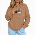 thumbnail image 6 of NOLDARES Womens Pet Pouch Hoodies with Kangaroo Pocket Oversized Trendy Sweatshirts Outside Kitten Puppy Carrier Holder Sweatshirts Cat Hoodie with Pouch(Q308-Khaki), 6 of 9