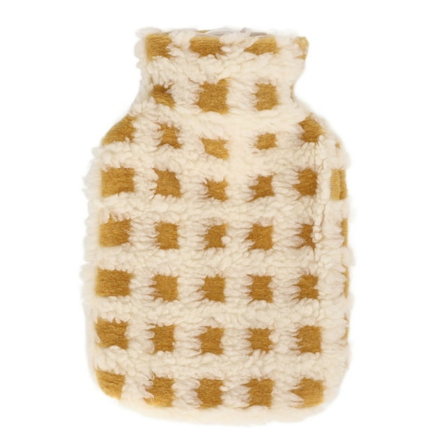 Bolsa de agua caliente de felpa de 1000 ml, antiescaldaduras, suave, con funda de felpa, para casa, viajes, oficina, color beige