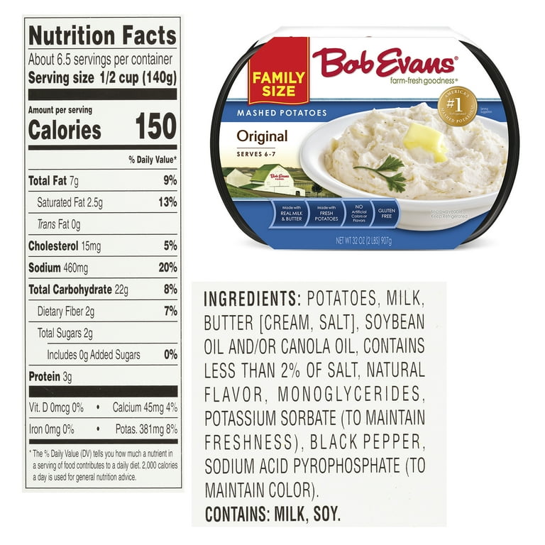 Bob Evans Gluten-Free Original Mashed Potatoes Family Size, 32 oz Tray  (Refrigerated)