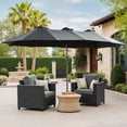 thumbnail image 4 of XIZZI 15ft Patio Umbrella with Base and Crank Handle, Extra Large Double-Sided Outdoor Umbrella with Waterproof, UV Resistant, Rectangle Garden Table Umbrellas Dark Gray, 4 of 9