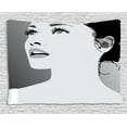 thumbnail image 1 of Girls Tapestry, Young Gentle Woman with Make Up Looking in Digital Stylized She Artsy Graphic Print, Wall Hanging for Bedroom Living Room Dorm Decor, 80W X 60L Inches, Black Grey, by Ambesonne, 1 of 2
