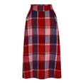 thumbnail image 5 of Womens Wool Blend Plaid Skirts Elastic High Waist A-Line Pleated Skirts Casual Loose Tartan Long Skirt with Pockets, 5 of 6