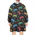 thumbnail image 2 of Wearable Oversized Blanket,Colorful Controllers Games Stars Black Pattern Wearable Blanket Hoodie for Adults,Cozy Hooded Blankets with Super Pockets,Super Warm Fuzzy Pullover for Women & Men, 2 of 6