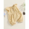 thumbnail image 3 of Suealasg Baby Girls 3-Pack Romper Bodysuit Fly Sleeve Round Neck Plaid Buttons Up Jumpsuits 3 6 12 18 Months Infant Girls Summer Casual Jumpsuits Clothes, 3 of 7