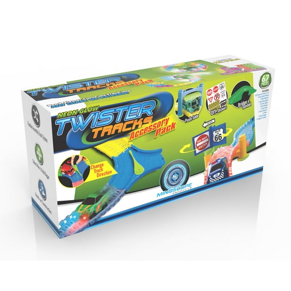 Mindscope Twister Trax Neon Glow in the Dark Track & Accessory Set w/ Bridge & Tunnel