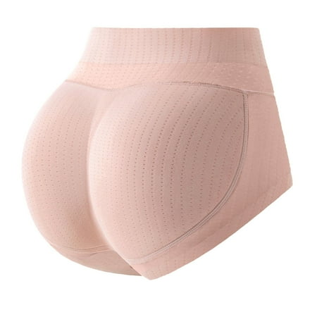 Women Lifter Panties Seamless Pads Enhancer Underwear Padded Panty Tummy Control Boyshorts Pink L