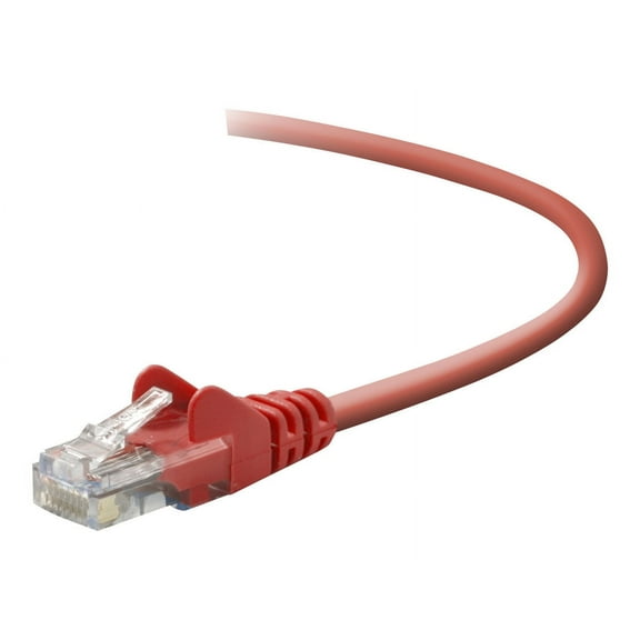 Belkin - Patch cable - RJ-45 (M) to RJ-45 (M) - 91.44 cm - UTP - CAT 5e - molded, snagless - gray, red