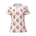 thumbnail image 2 of Fuzoiu Orange Fox Print Women's V-Neck T-Shirt,Women's Short Sleeve Top, Comfortable for Work, Leisure, and Sports, 2 of 7