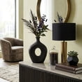 thumbnail image 2 of Oval Cutout Vase for Living Room Decor - Modern Ceramic Flower Vase for Home, Bedroom Vanity, Office, and Table Accents - Tall Textured Design for Shelf and Entryway Decor - 14", Brown, 2 of 11