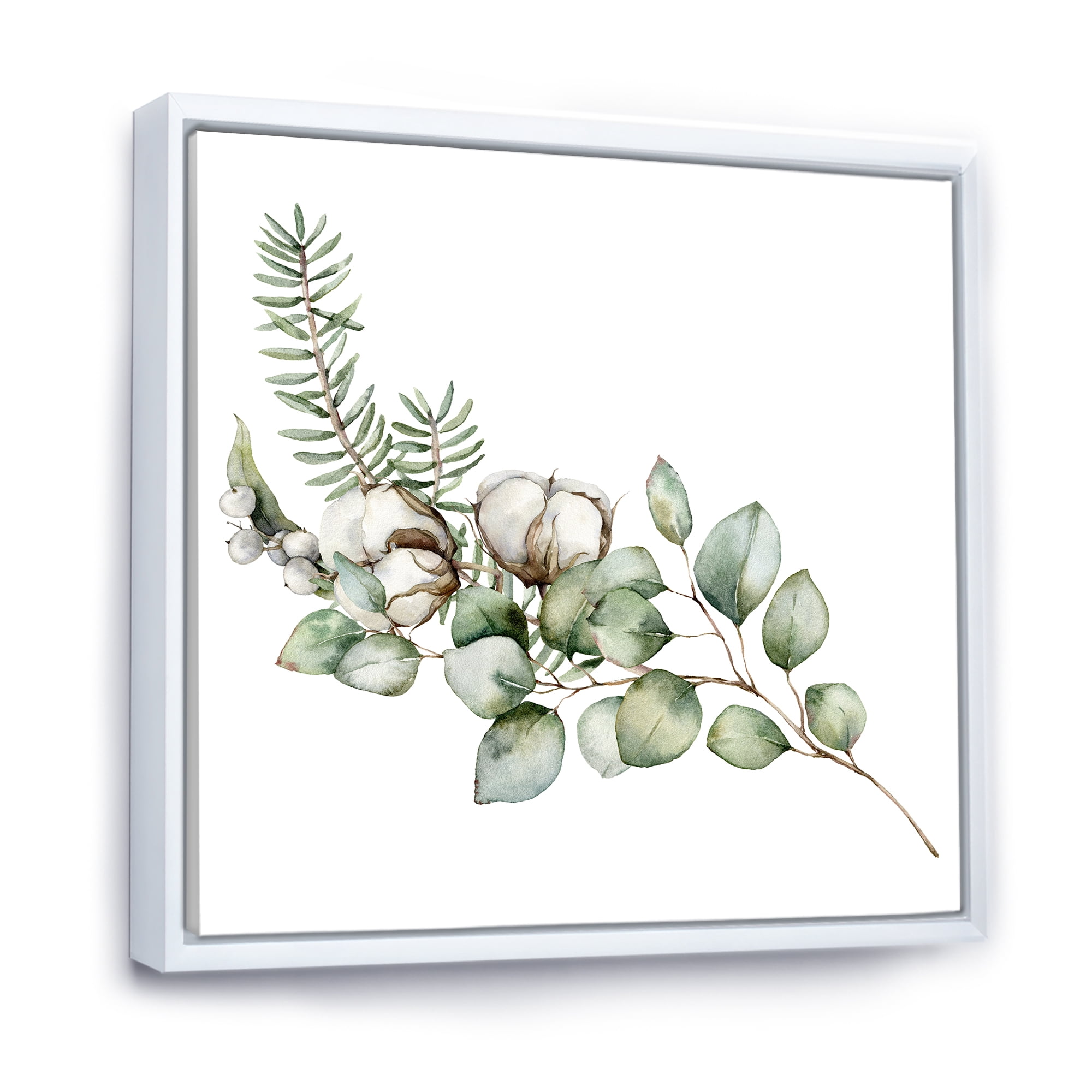 Designart 'Eucalyptus Branches With Christmas Bouquet' Traditional Framed Canvas Wall Art Print