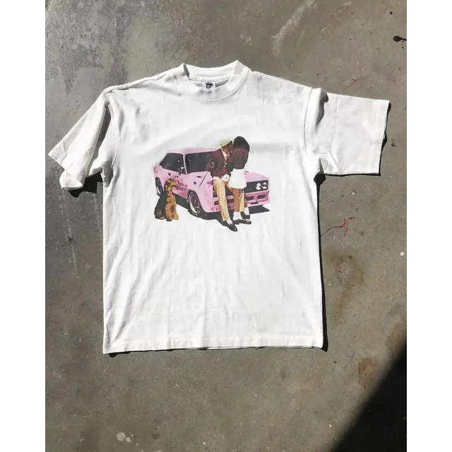 Y2K Harajuku Été Style Gothique Imprimé Coton Lavé Col Rond T-shirt Ample pour Hommes Mode Rue Décontracté Manches Courtes JIANGLANG