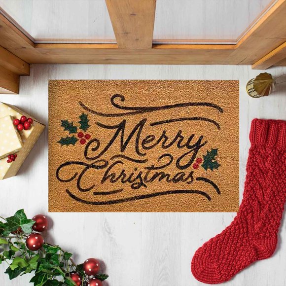 Tapis de Salle de Bain Joyeux Noël, Décoration de Salle de Bain de Noël, Tapis de Noël Absorbant Doux Rouge, Tapis de Bain Antidérapant Lavable en Machine, Tapis de Douche Décoratif pour Baignoire Évier, 16*24 Po