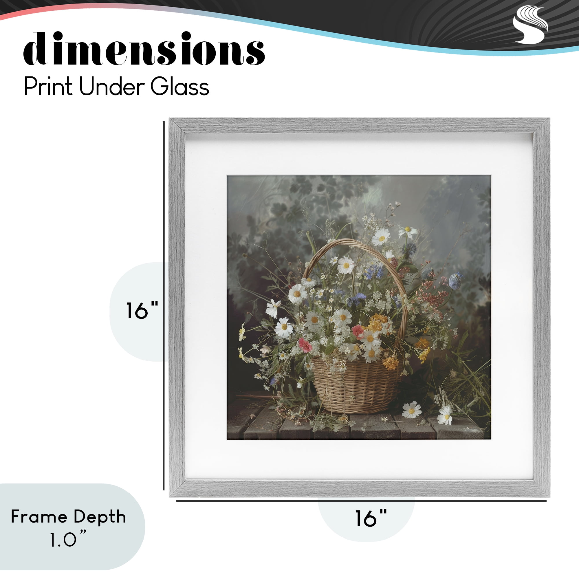 Stupell Industries Florals In A Basket Arrangement Gray Framed Print Under Glass, design by Lazar Studio
