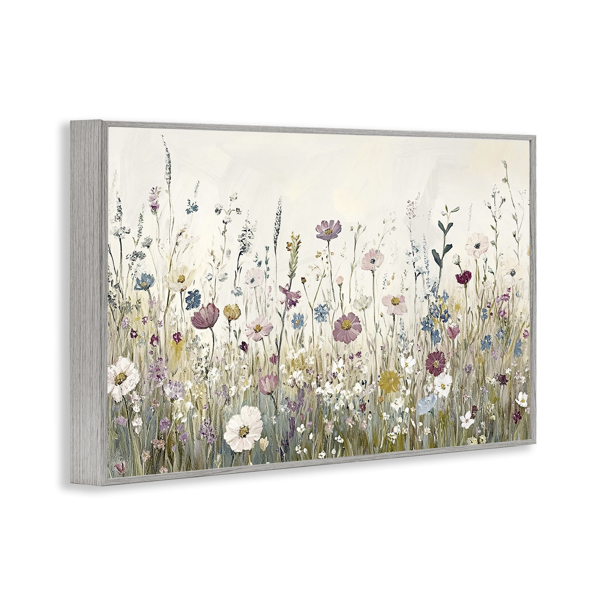 Stupell Industries Spring Blooms Pastoral Meadow Gray Framed Giclee Art, design by Kim Allen