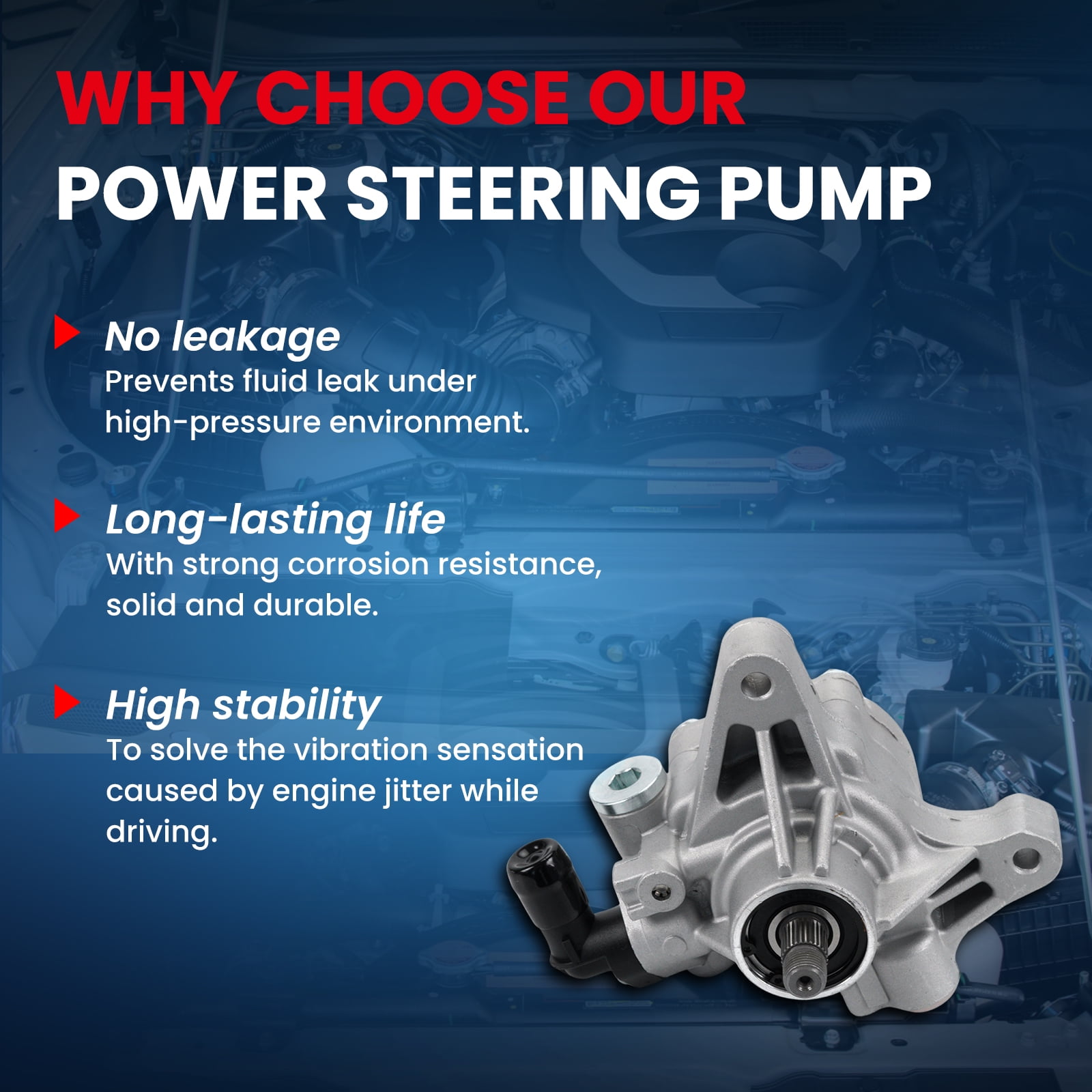MOCA AUTOPARTS Power Steering Pump Fit for 2003-2005 Honda Accord 2.4L