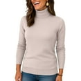 thumbnail image 5 of Women's Turtleneck Chunky Sweater Long Sleeve Casual Knit Pullover, Fall Winter Jumper Top Khaki M, 5 of 5