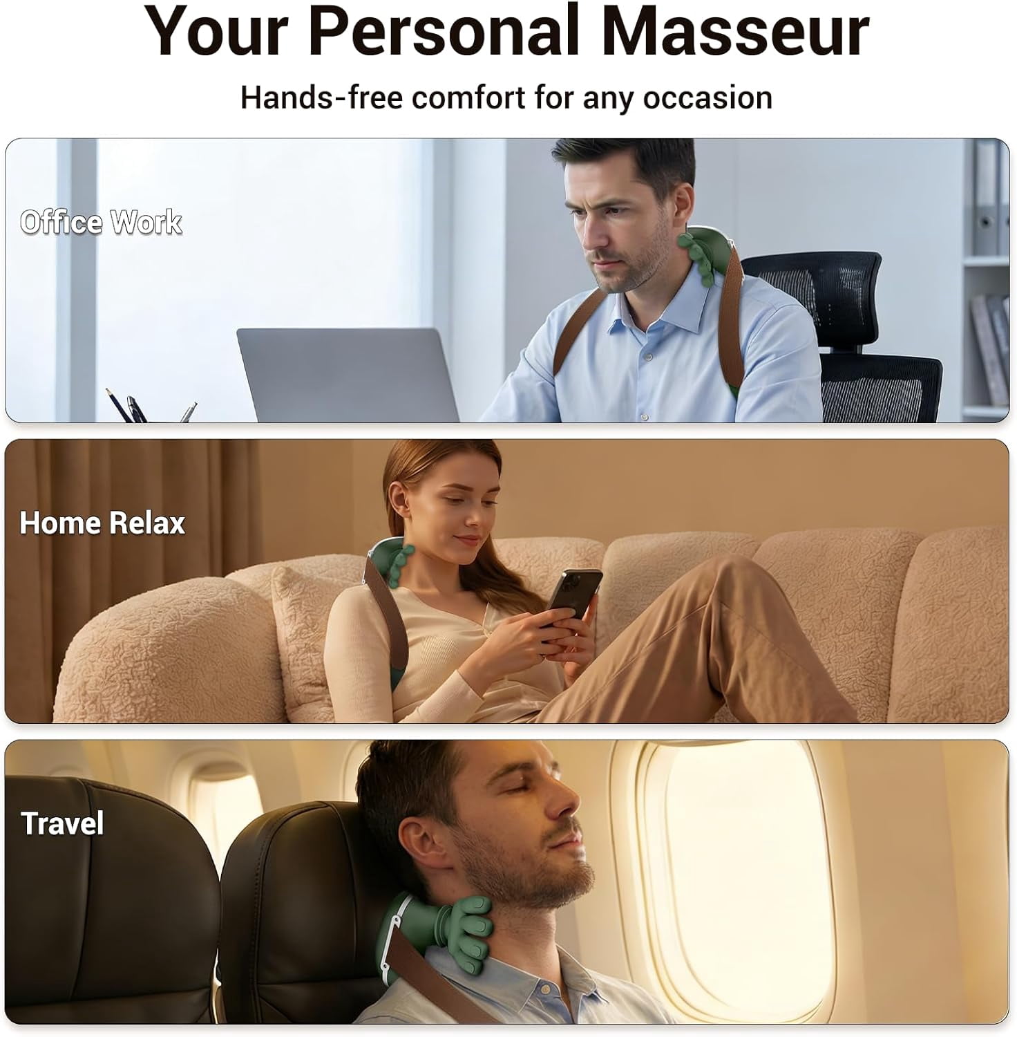 Neck Massager with Heat, Bionic Deep Tissue Shiatsu Kneading, Cordless Rechargeable Hands- Wearable for Muscles
