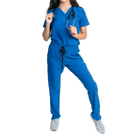 

Medgear Skye Women s Stretch Scrub Set 5-Pocket Top and Straight Leg Pants