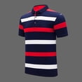 thumbnail image 3 of ZUKMRJPC Men's Striped Golf Shirts Classic 3 Buttons Collar Casual Summer Basic Tops Regular Fit Soft Comfortable Business Work Tops, 3 of 3
