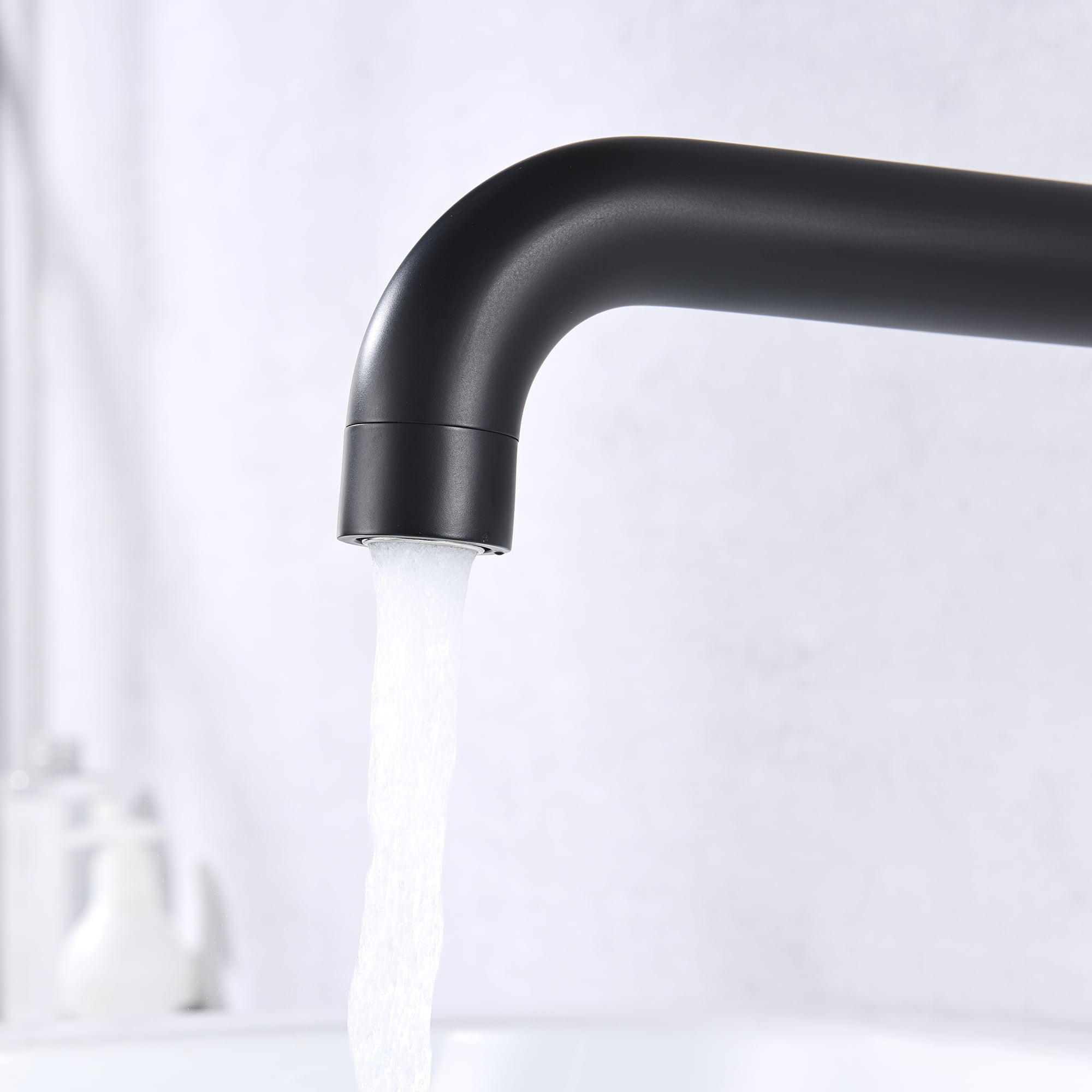 SUMERAIN Wall Mount Tub Faucet with 2 Cross Handles Black and Gold, Long Spout Reach High Flow