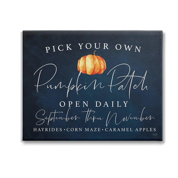 Stupell Industries Pick Your Own Pumpkins Landscape Painting Gallery Wrapped Canvas Art Print Wall Art, 20 x 16