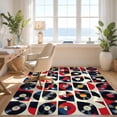 thumbnail image 3 of Design&I 5'x7' Washable Area Rug Music Vinyl Cd Record Retro Disc Grid Interlocking Soundwave for Guest Room, Lounge, Apartment, Flatweave & Daily Traffic Ready, 3 of 7