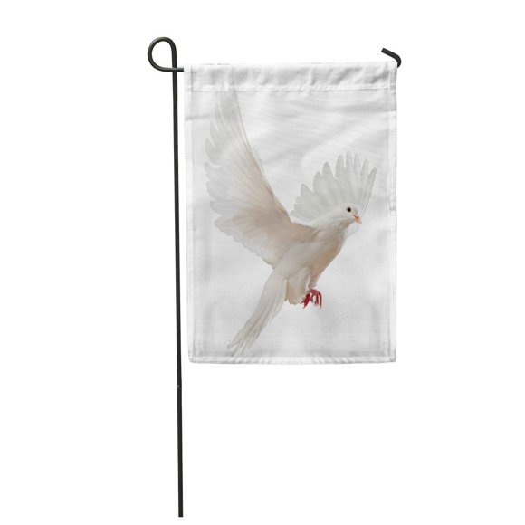 POGLIP Bird Free Flying White Dove Pigeon Wing Peace Fly Garden Flag Decorative Flag House Banner 12x18 inch