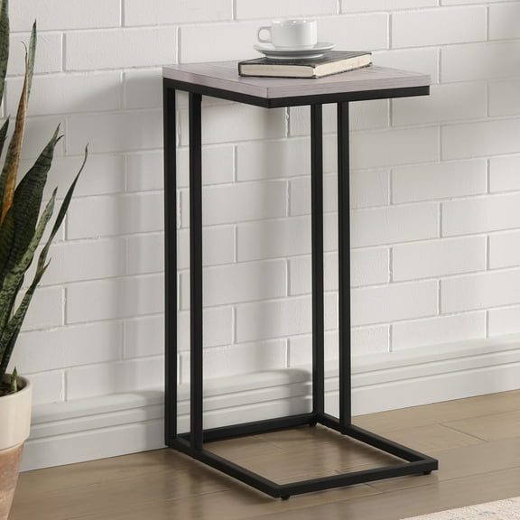 Rendrick Metal C-Shaped Side Table, Antique White and Black