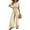 Beige, variant on Womens Jumpsuits Short Sleeve V Neck Dressy Casual Wide Leg Pants Romper Light Blue S
