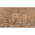 thumbnail image 2 of Thomas Rowlandson 18x12 Gold Ornate Wood Frame and Double Matted Museum Art Print Titled - Interior of a Cottage (ca. 1780-1825), 2 of 4