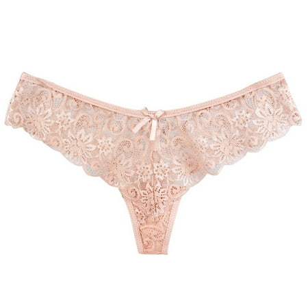 

Qcmgmg Lace Thong for Women Sexy Underwear T-Back Low Waisted Panties 3 Pack L