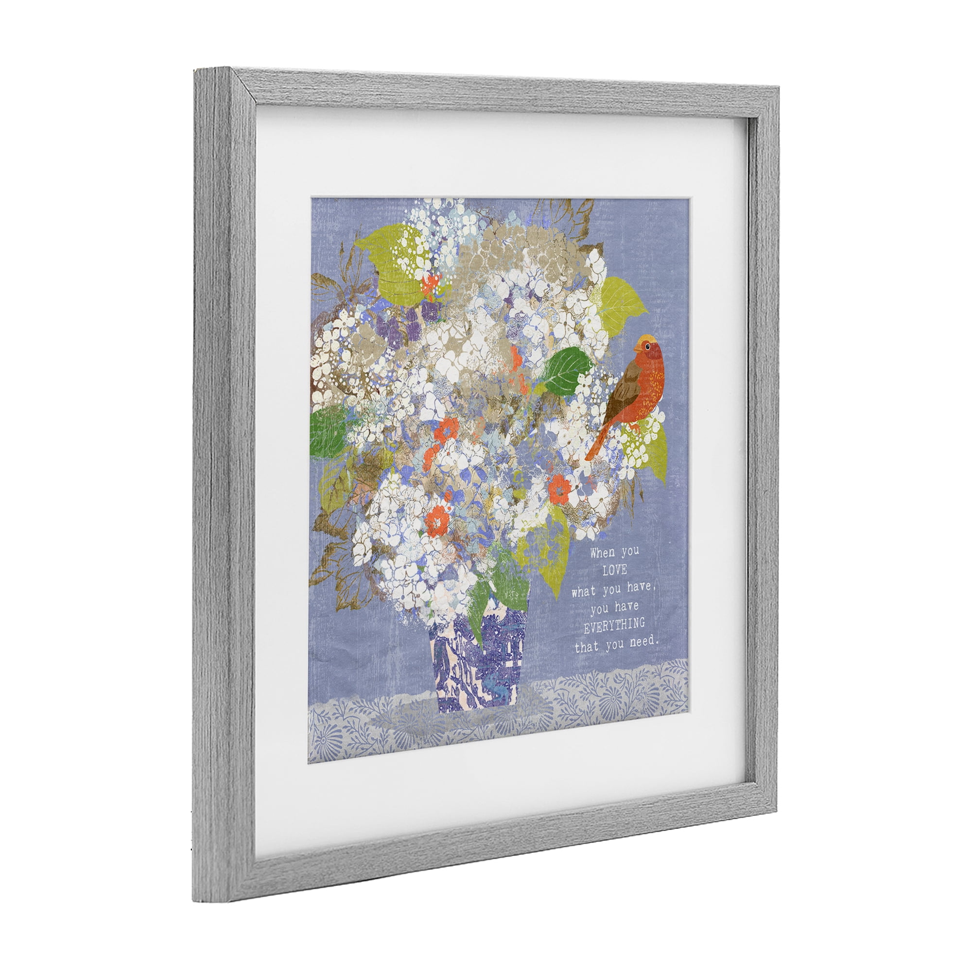 Stupell Industries Floral Inspiration On Love Gray Framed Print Under Glass, design by Suzanne Nicoll