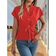 thumbnail image 4 of Womens Button Down Blouses Casual Summer Tops Dressy Chiffon Work Shirts Red M, 4 of 8