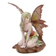 thumbnail image 2 of Ebros Autumn Fall Fairy Resting On Fig Leaf Statue 5"Tall Fall Season Fae Pixie, 2 of 7