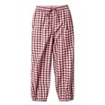 thumbnail image 7 of VBVC Women's Y2K Gingham Drawstring Jogger Pants , Casual Plaid Lounge Pants For Women , Ladies' Button Hem Trousers with Pockets, Wine , S-2XL, 7 of 7