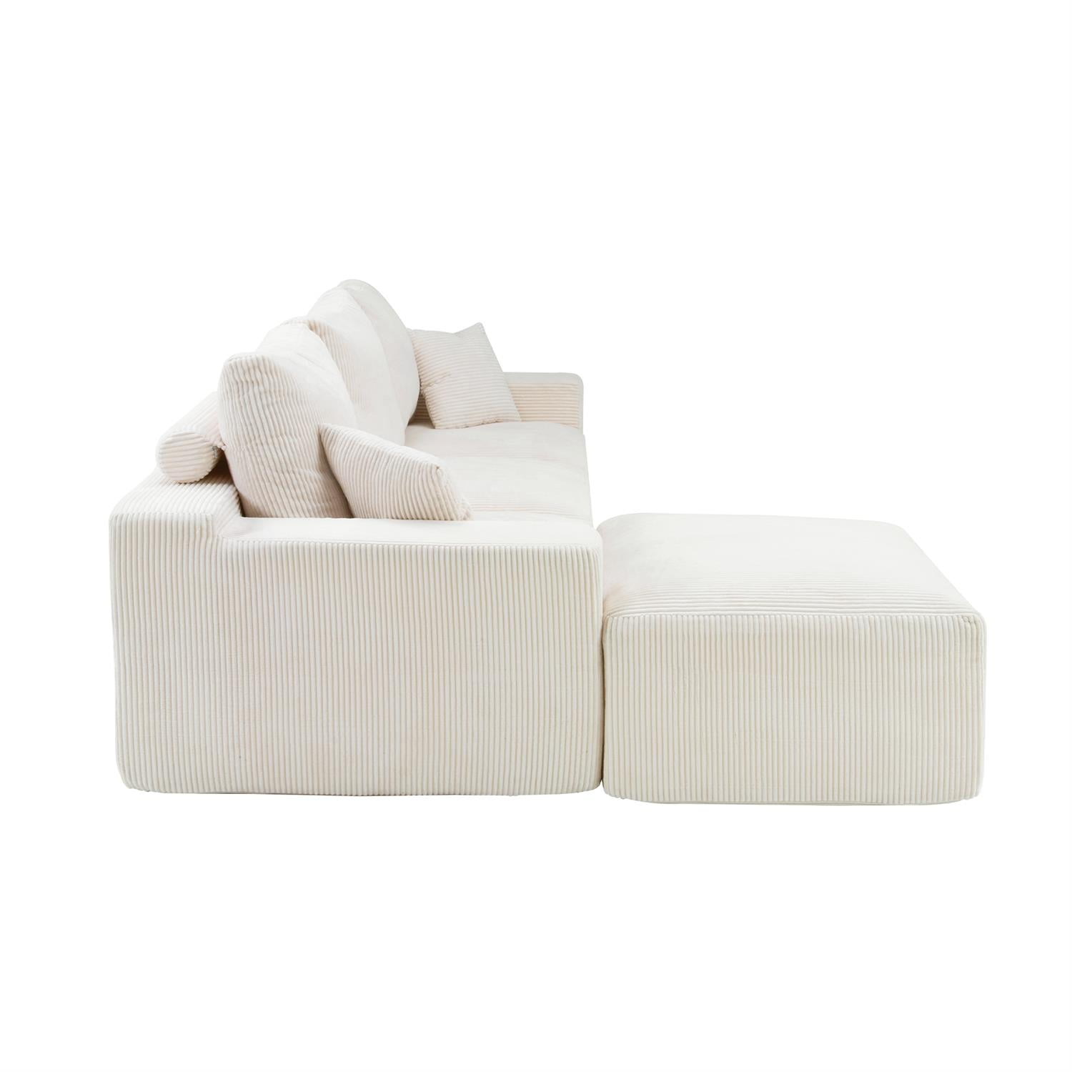 Demi Bonn 110" Ultra-Soft L-Shaped Sectional Sofa, Full-Compression 3-Seater Cloud Couch with 2 Chaise, Modular Deep Seat, No Assembly Required, Beige