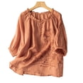 thumbnail image 4 of Bixock Maternity's Tops 3/4 Sleeve Crew Neck Plus Size Loose Casual Maternity Shirt Pregnancy Blouse Summer Maternity Clothes, 4 of 7