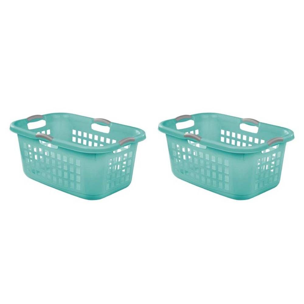 Sterilite Laundry Basket 2 Bushel 71 Liter Ultra 1216 Plastic Aqua, 2 Pack