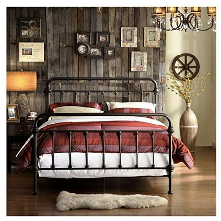 Tribecca Home Wrought Iron Bed Frame Dark Bronze Metal Queen Size Usa Vintage Look Shabby Chic French Country Canada Tribecca Home Wrought Iron Bed Frame, King Size Iron Bed Rails